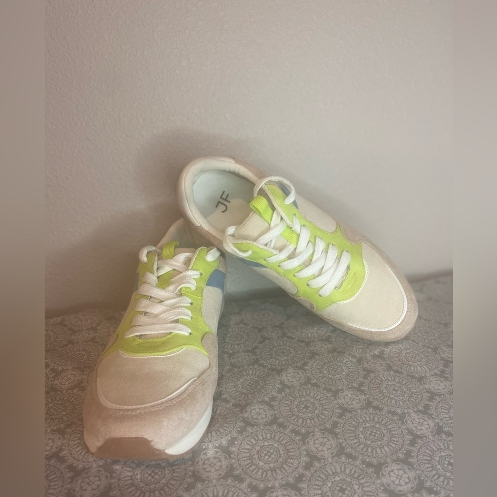 JustFab~Kentucky Blue Multi~Faux Suede~Athletic Sneaker~Lace-Up Style~Size 10 - Picture 2 of 14